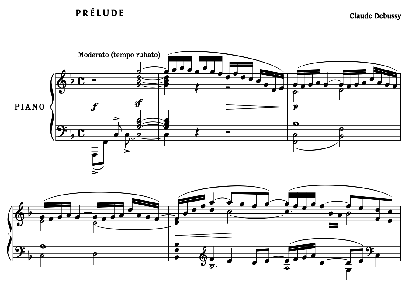 Prélude from Suite Bergamasque engraved with Eugene font
